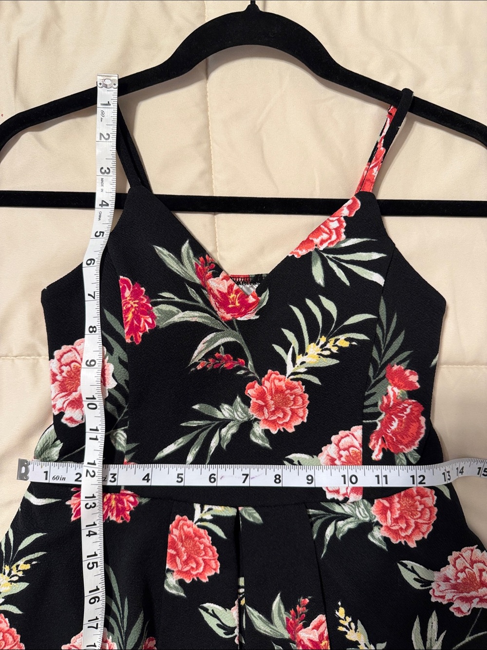 No Boundaries Black Floral Spaghetti-Strap Sundress - Picture 4 of 8